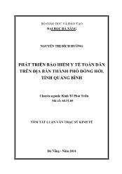 Tóm tắt Luận văn Phát triển bảo hiểm y tế toàn dân tại thành phố Đồng Hới - Tỉnh Quảng Bình