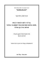 Tóm tắt Luận văn Phát triển bền vững nông nghiệp thành phố Đồng Hới, tỉnh Quảng Bình