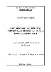 Tóm tắt Luận văn Phát triển cho vay tiêu dùng tại ngân hàng thương mại cổ phần Đông Á, Chi nhánh Huế