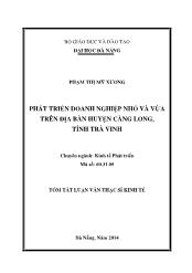 Tóm tắt Luận văn Phát triển doanh nghiệp nhỏ và vừa trên địa bàn huyện Càng Long, tỉnh Trà Vinh