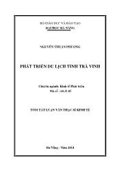 Tóm tắt Luận văn Phát triển du lịch tỉnh Trà Vinh