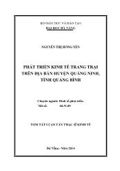 Tóm tắt Luận văn Phát triển kinh tế trang trại trên địa bàn huyện Quảng Ninh, tỉnh Quảng Bình