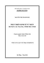 Tóm tắt Luận văn Phát triển kinh tế tư nhân huyện Cầu Ngang, tỉnh Trà Vinh