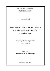 Tóm tắt Luận văn Phát triển kinh tế tư nhân trên địa bàn huyện tuy phước tỉnh Bình Định