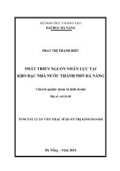 Tóm tắt Luận văn Phát triển nguồn nhân lực tại Kho bạc Nhà Nước Thành phố Đà Nẵng