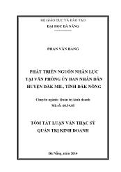 Tóm tắt Luận văn Phát triển nguồn nhân lực tại Văn phòng ủy ban nhân dân huyện Đắk Mil, tỉnh Đắk Nông