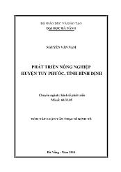 Tóm tắt Luận văn Phát triển nông nghiệp huyện Tuy Phước, tỉnh Bình Định