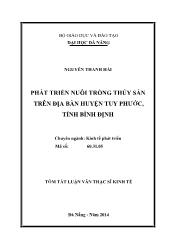 Tóm tắt Luận văn Phát triển nuôi trồng thủy sản trên địa bàn huyện Tuy Phước, tỉnh Bình Định