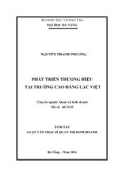 Tóm tắt Luận văn Phát triển thương hiệu tại trường Cao đẳng Lạc Việt