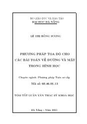 Tóm tắt Luận văn Phương pháp tọa độ cho các bài toán về đường và mặt trong hình học