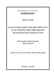 Tóm tắt Luận văn Quản lý hoạt động dạy học môn Toán ở các trường THCS trên địa bàn huyện Đăk Glei tỉnh Kon Tum