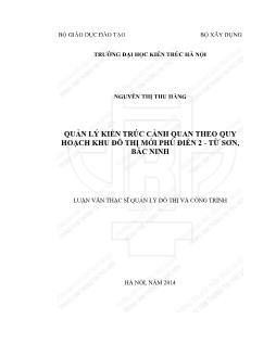 Tóm tắt Luận văn Quản lý kiến trúc cảnh quan Khu đô thị mới Phú Điền 2-Từ Sơn - Bắc Ninh