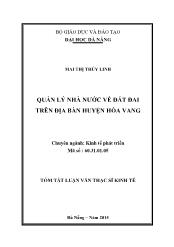 Tóm tắt Luận văn Quản lý nhà nước về đất đai trên địa bàn huyện Hòa Vang