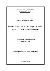 Tóm tắt Luận văn Quản lý thu thuế thu nhập cá nhân tại cục thuế tỉnh Bình Định
