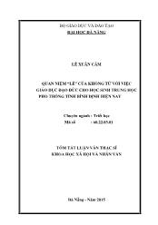 Tóm tắt Luận văn Quan niệm “Lễ” của Khổng Tử với việc giáo dục đạo đức cho học sinh THPT tỉnh Bình Định hiện nay