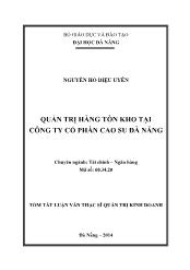 Tóm tắt Luận văn Quản trị hàng tồn kho tại công ty cổ phần cao su Đà Nẵng