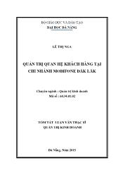 Tóm tắt Luận văn Quản trị quan hệ khách hàng tại chi nhánh MobiFone Đắk Lắk