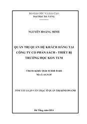 Tóm tắt Luận văn Quản trị quan hệ khách hàng tại Công ty cổ phần Sách - Thiết bị trường học Kon Tum