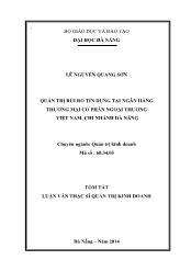 Tóm tắt Luận văn Quản trị rủi ro tín dụng tại Ngân hàng thương mại cổ phần Ngoại thương Việt Nam – Chi nhánh Đà Nẵng