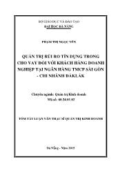 Tóm tắt Luận văn Quản trị rủi ro tín dụng trong cho vay đối với khách hàng doanh nghiệp tại Ngân hàng TMCP Sài Gòn - Chi nhánh Đắk Lắk