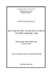 Tóm tắt Luận văn Quản trị tri thức tại trường Cao Đẳng CNTT Hữu nghị Việt – Hàn