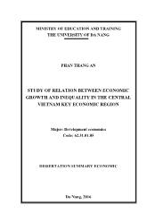 Tóm tắt Luận văn Study of relation between economic growth and inequality in the central Vietnam key economic region