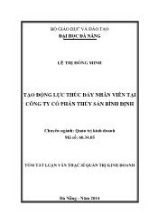 Tóm tắt Luận văn Tạo động lực thúc đẩy nhân viên tại Công ty cổ phần thủy sản Bình Định