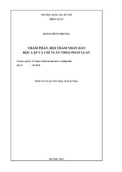 Tóm tắt Luận văn Thẩm phán, hội thẩm nhân dân độc lập và chỉ tuân theo pháp luật