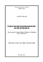 Tóm tắt Luận văn Tổ chức và hoạt động của hội đồng nhân dân tỉnh - Qua thực tiễn tỉnh Nghệ An