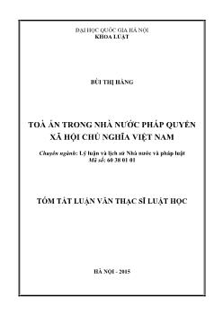 Tóm tắt Luận văn Toà án trong nhà nước pháp quyền xã hội chủ nghĩa Việt Nam