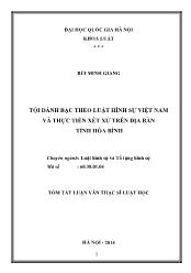 Tóm tắt Luận văn Tội đánh bạc theo luật hình sự Việt Nam và thực tiễn xét xử trên địa bàn tỉnh Hòa Bình