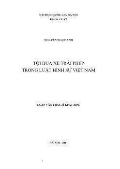 Tóm tắt Luận văn Tội đua xe trái phép trong luật hình sự Việt Nam