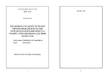 Tóm tắt Luận văn Tội lợi dụng các quyền tự do dân chủ xâm phạm lợi ích của nhà nước, quyền, lợi ích hợp pháp của tổ chức, công dân trong luật hình sự Việt Nam