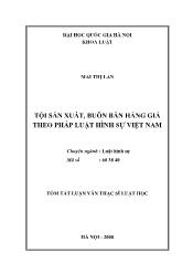 Tóm tắt Luận văn Tội sản xuất, buôn bán hàng giả theo pháp luật hình sự Việt Nam