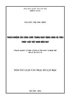 Tóm tắt Luận văn Trách nhiệm của công chức trong hoạt động công vụ theo pháp luật Việt Nam hiện nay