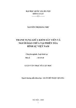 Tóm tắt Luận văn Tranh tụng giữa kiểm sát viên và người bào chữa tại phiên tòa hình sự Việt Nam