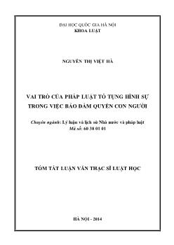 Tóm tắt Luận văn Vai trò của pháp luật tố tụng hình sự trong việc bảo đảm quyền con người