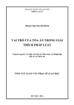 Tóm tắt Luận văn Vai trò của tòa án trong giải thích pháp luật