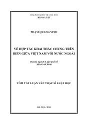 Tóm tắt Luận văn Về hợp tác khai thác chung trên biển giữa Việt Nam với nước ngoài