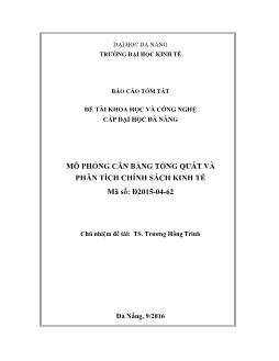 Báo cáo Đề tài Mô phỏng cân bằng tổng quát và phân tích chính sách kinh tế