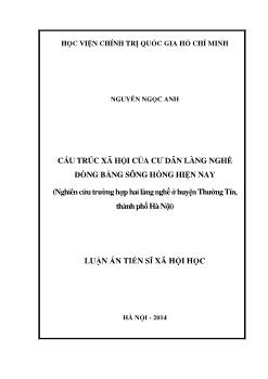 Luận án Cấu trúc xã hội của cư dân làng nghề đồng bằng Sông Hồng hiện nay