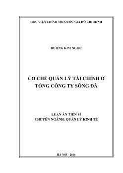 Luận án Cơ chế quản lý tài chính ở Tổng công ty Sông Đà