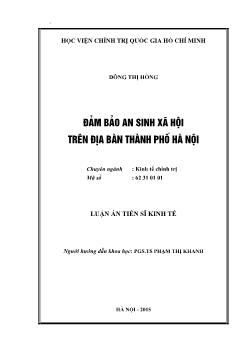 Luận án Đảm bảo an sinh xã hội trên địa bàn thành phố Hà Nội