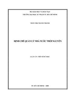 Luận án Định chế quản lý nhà nước thời Nguyễn