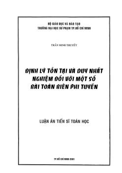 Luận án Định lý tồn tại và duy nhất nghiệm đối với một số bài toán biên phi tuyến