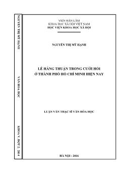 Luận án Lễ Hằng Thuận trong cưới hỏi ở thành phố Hồ Chí Minh hiện nay