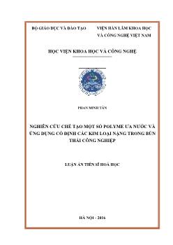 Luận án Nghiên cứu chế tạo một số polyme ưa nước và ứng dụng cố định các kim loại nặng trong bùn thải công nghiệp