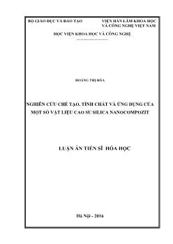 Luận án Nghiên cứu chế tạo, tính chất và ứng dụng của một số vật liệu cao su silica nanocompozit