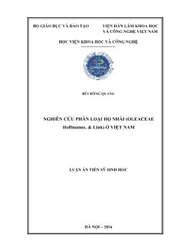 Luận án Nghiên cứu phân loại họ nhài (OLEACEAE Hoffmanns. & Link) ở Việt Nam