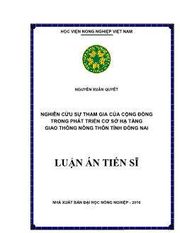 Luận án Nghiên cứu sự tham gia của cộng đồng trong phát triển cơ sở hạ tầng giao thông nông thôn tỉnh Đồng Nai